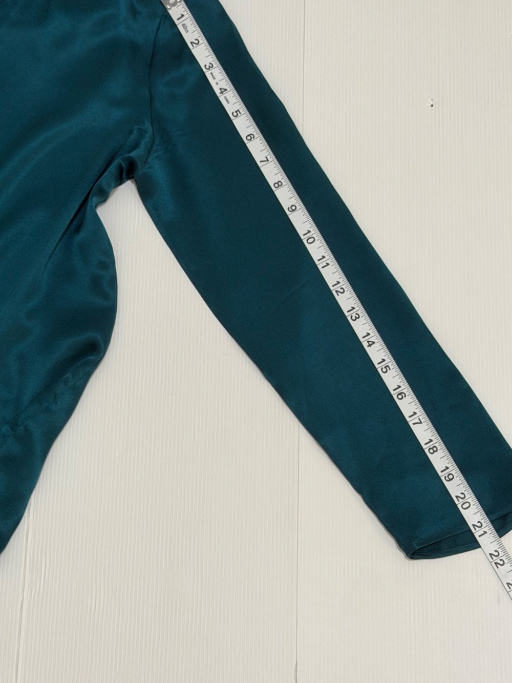 Massimo Dutti 100% Mulberry Silk Teal Satin Draped Knot Top Size 4 - Picture 6 of 12